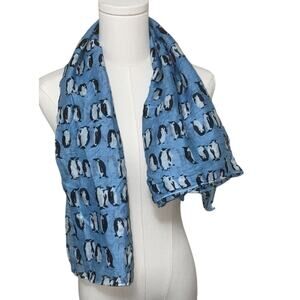 100% CottonScarf Sz Square Blue/Penguin Print